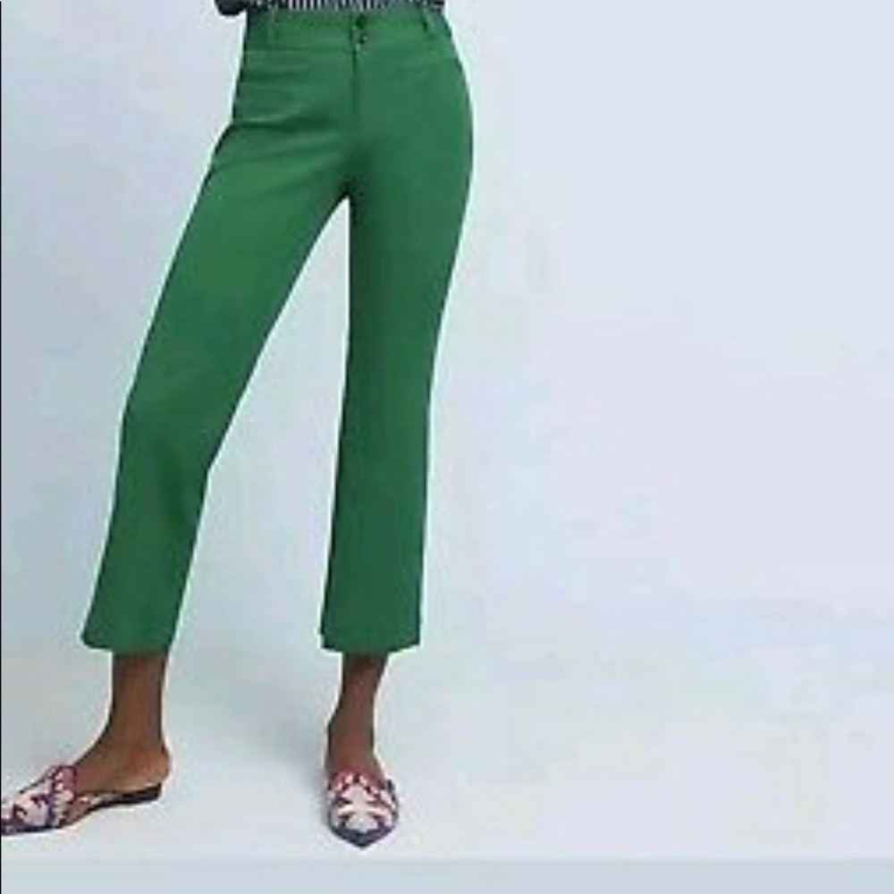 Anthropologie Essential Cropped Flare in Green
